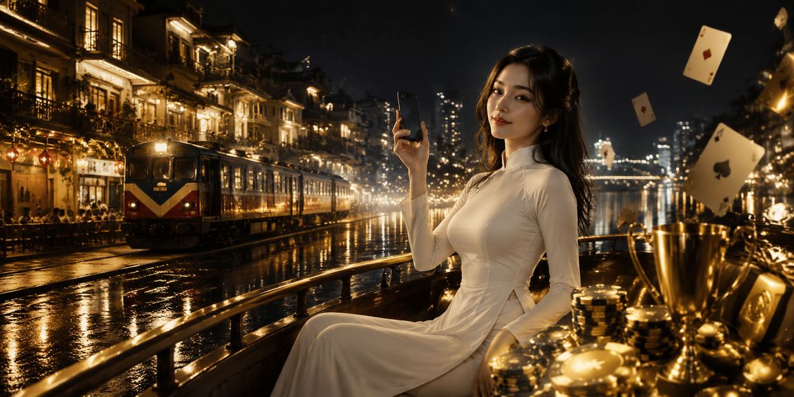 Người dùng Hà Nội trong trang phục áo dài tham gia trò chơi bài trực tuyến